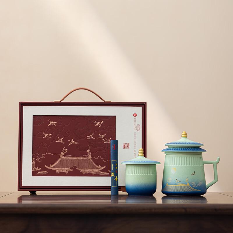 Ceramic Tea Mug with Infuser and Lid Gift Set Red Box