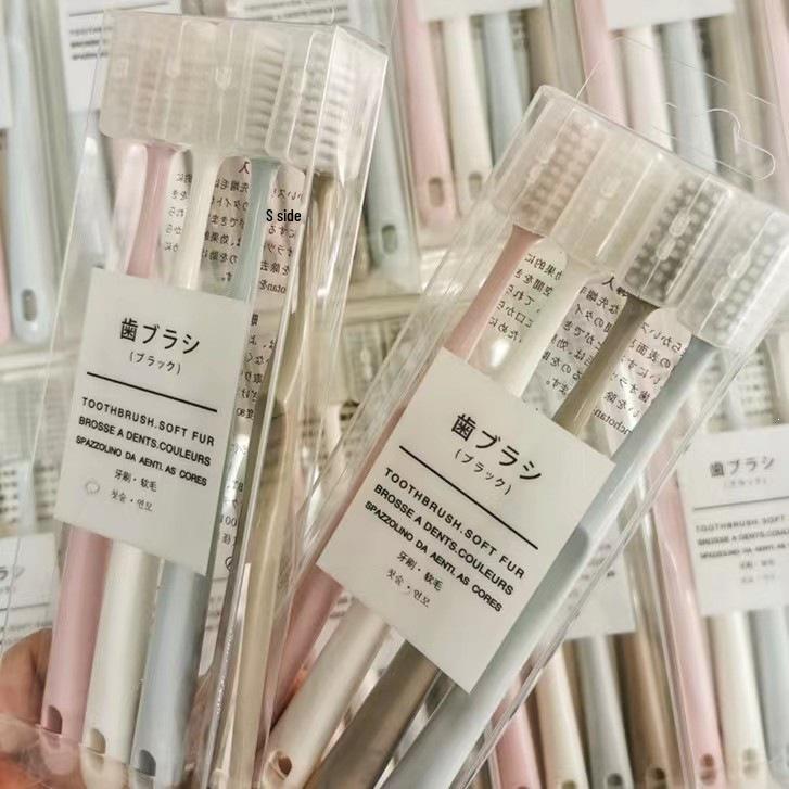 MUJI Four-piece Macaron Toothbrush Holder Set with Soft Bristle Toothbrushes