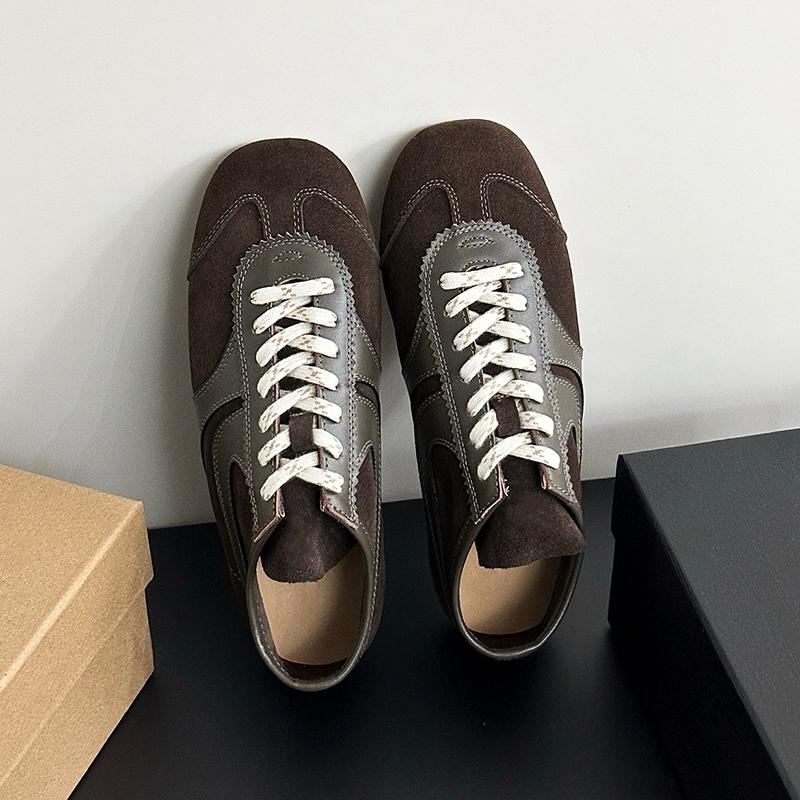 Germany genuine leather sneakers 2025 new womens shoes mens shoes comfortable casual deerskin plate shoes laceup flats designer