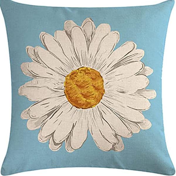 Small Daisy Flower Pillowcase New Striped Linen Home Fabric Sofa Pillowcase Light Luxury