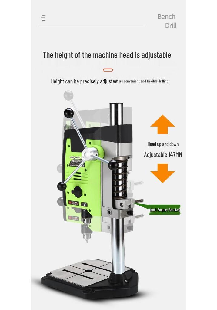 Compact High-Power Precision Variable Speed 220V Bench Drill Mill for DIY Projects