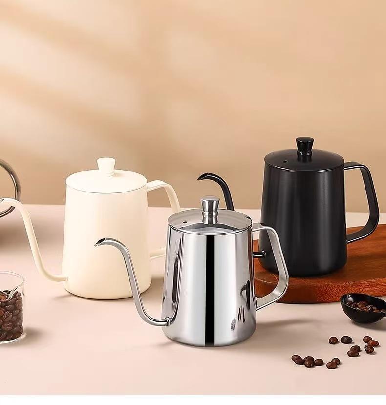 304 Stainless Steel Pour-Over Coffee Pot with Ear Handle, Narrow Spout for Home Drip Brewing