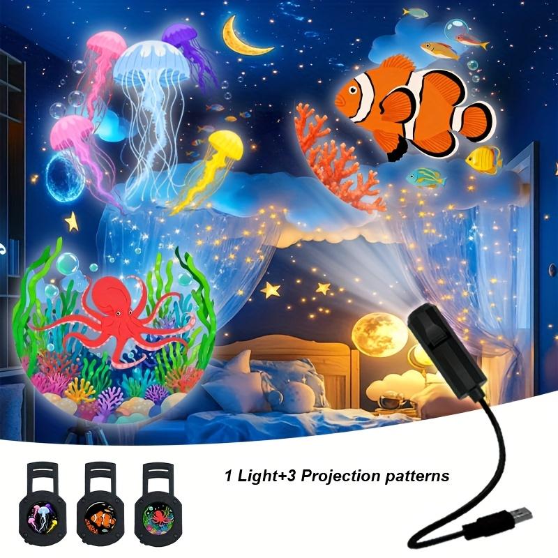 

LED USB Projector Light 3/6pcs Projection Patterns- Adjustable Whale Butterfly Jellyfish Starfish Night Light Festival Gift
