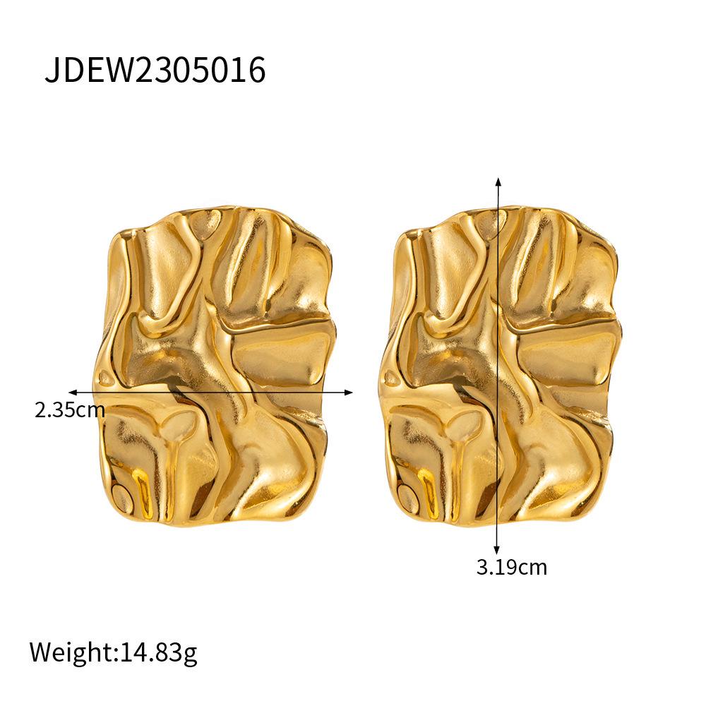 Jieding Stainless Steel Geometric Stud Earrings - High-End European & American Titanium Ear Jewelry