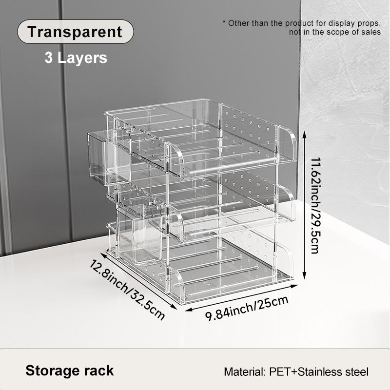 UFORU Transparent Desktop Organizer – Multi-Functional File Storage Rack for Stationery & Books