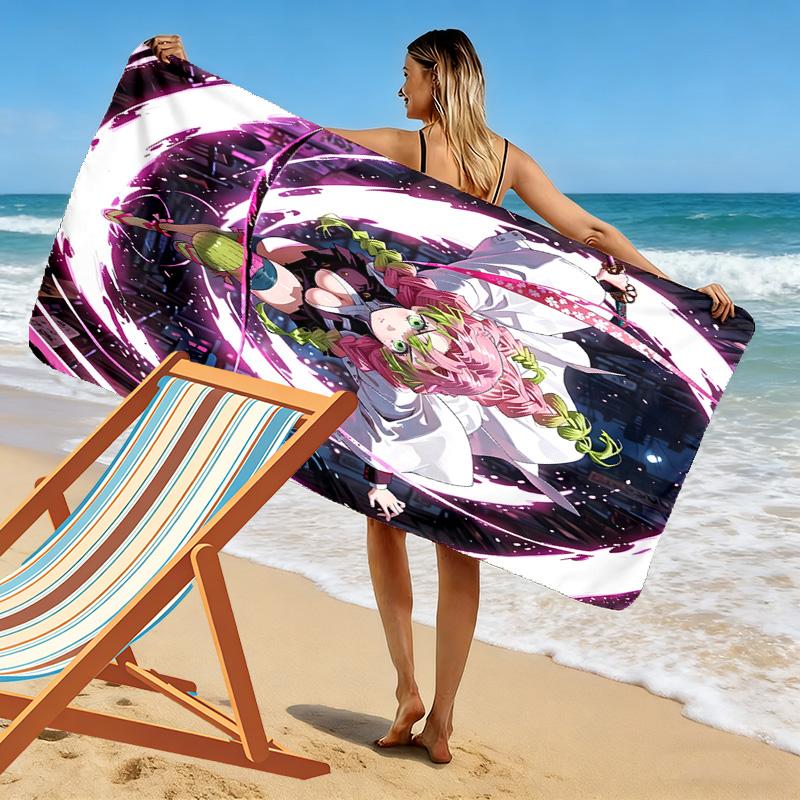 Demon Slayer Print Beach Towel, Large Soft Quick Dry Towel for Beach Camping Swimming