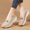 Women's Leather Wedge Loafers Non-slip Soft Sole Casual Shoes Lightweight Platform Footwear for Daily Wear