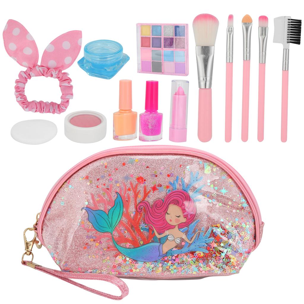 Çocuk Makyaj Seti Ruj Çocuk Taklit Makyaj Doğum Günü Hediyeleri Oyuncaklar Kızlar için Taşınabilir Saklama Kutusu ile
