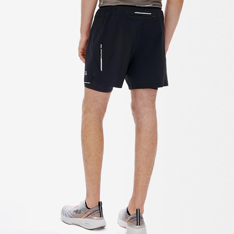 Fila Athletics Running Fitness Sports Two-Piece Woven Shorts Men Shorts Deep-Black A11M232801F-BK