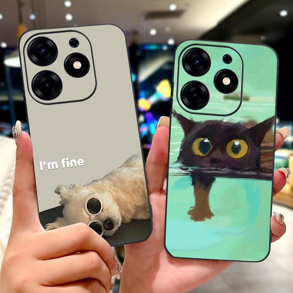 For Tecno Spark 10 Pro Phone Case Spark 10Pro 4G KI7 Elegant Floral Cat Printing Soft Silicone TPU Cases