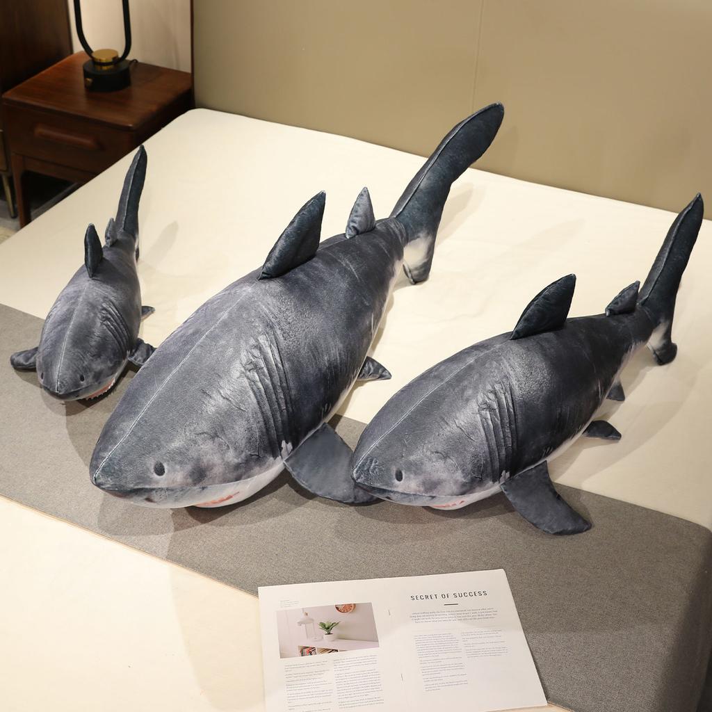 Simulated Big Shark Doll Plush Toy Sea Creature Gray Shark Doll Children Soothing Rag Doll