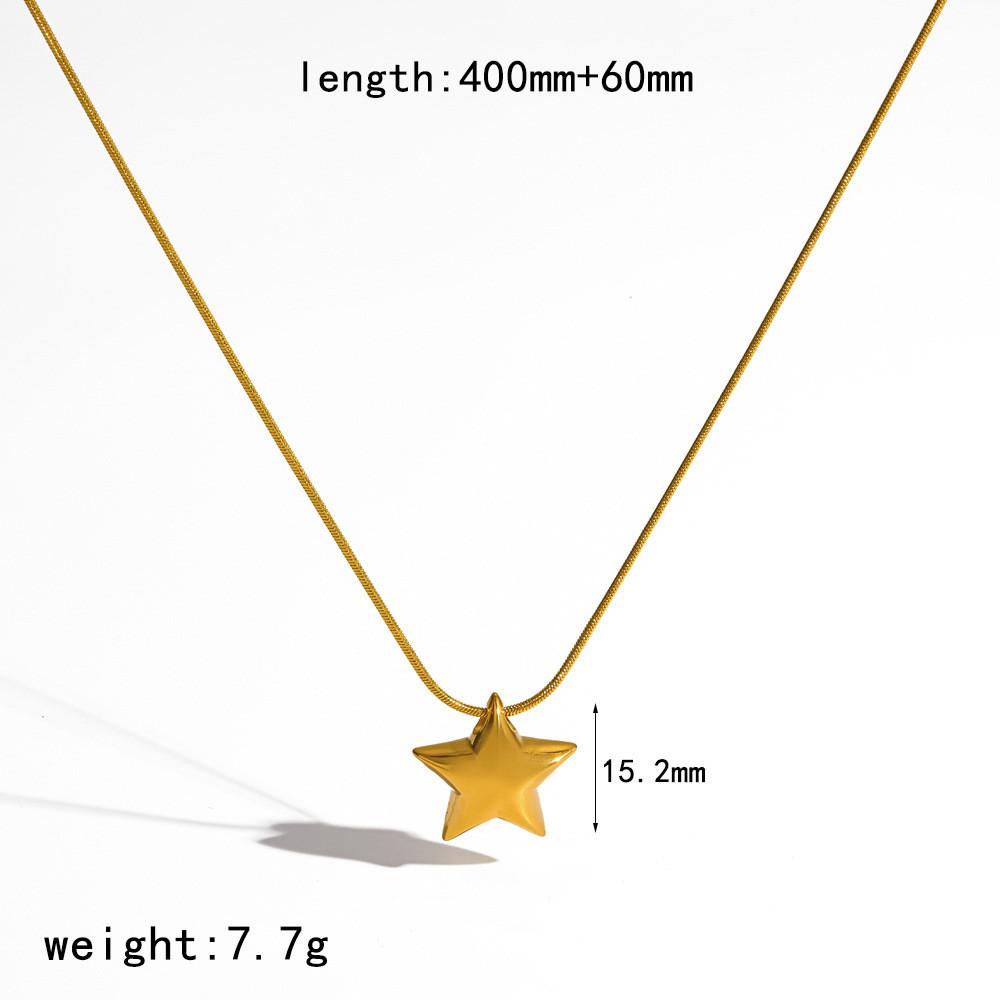 Fivepointed Star Zircon Necklace With Stainless Steel Chain For Daily Wear Women