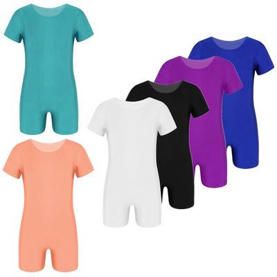 Crianças meninos meninas mangas curtas elástico ballet dança ginástica collant macacão unitard