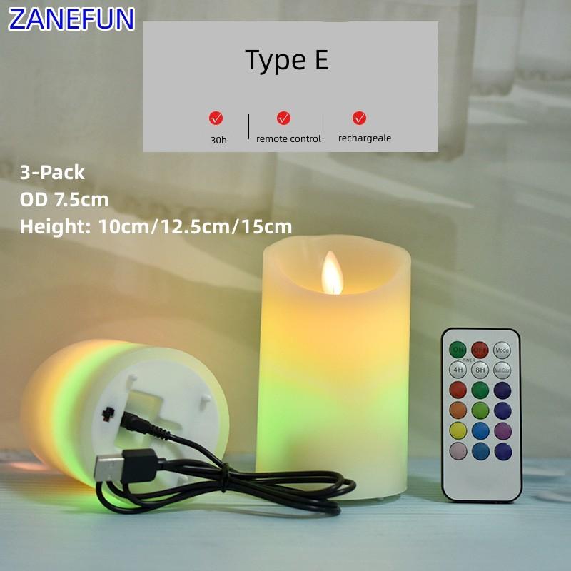 3PCS Flickering Swinging Flameless LED Candles Long Lasting USB Pillar Candle Window Lamp Portable Atmosphere Lamp