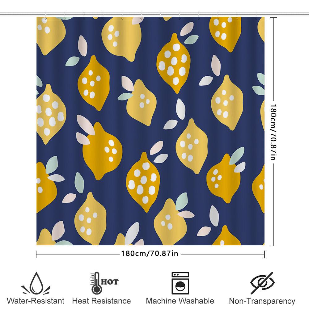 Yellow Lemon Shower Curtain Blue Printed Fabric Waterproof Bathroom Decoration Home Decor Customizable Size