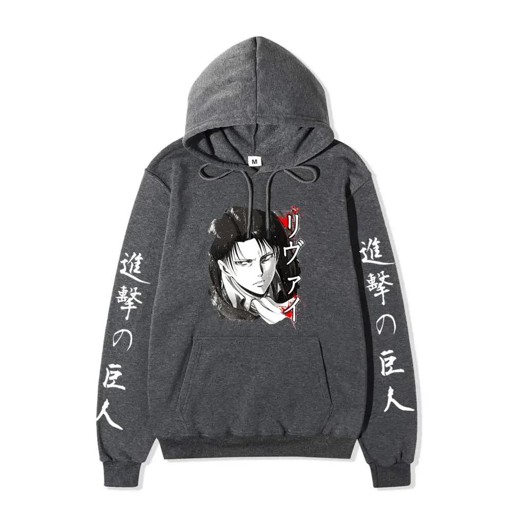 Anime Attack on Titan AOT Merch Ackerman Levi Scout Regiment Printed Hoodies Autumn Winter Sweatshirts Pullovers
