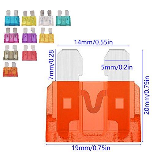 KILIGEN Universal Car Truck Vehicle 4 Way Line Car Medium Blade Fuse Box Block Holder Black 10pcs Blade Fuses (3A/5A/7.5A/10A/15A/20A/25A/30A/35A