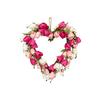Romantic Heart Shaped Wreath for Valentines Day Gifts Artificial Tulip Flowers Pink Wreaths Wedding Anniversary Decor 40cm