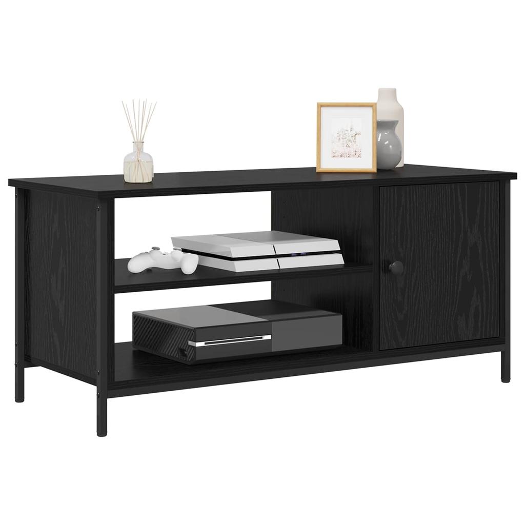 TV Cabinet in Black Oak Look 100 x 40 x 45 cm Particleboard