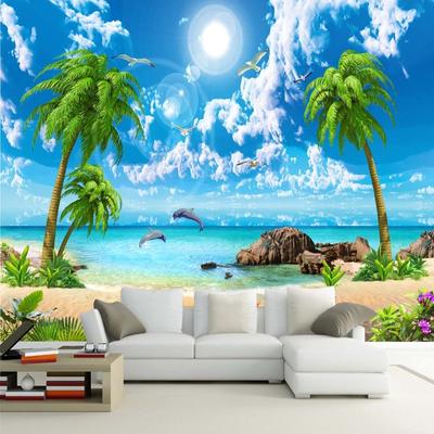 Tapeta na míru 3D Krásná Palm Beach Přímořská krajina Tapety na zeď Obývací pokoj TV Pohovka Ložnice Nástěnné 3D tapety na zeď