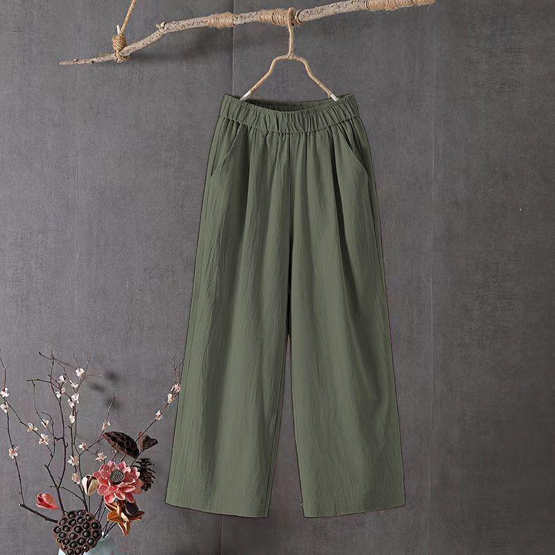

Women s Summer Plus-Size Wide-Leg Cropped Pants: Casual, Loose, Slimming, and Versatile Two-Piece Set. 4XL (approx. 150-170 kg)