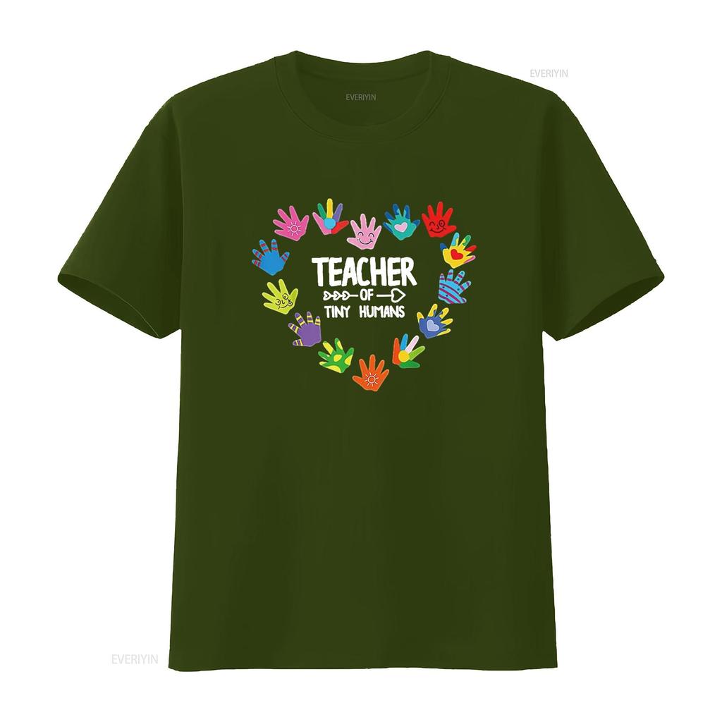 Teacher Of Tiny Humans Hands Heart Teaching Appreciation T Shirt vintage Washed Comfortable graphic Unisex Casual Stylish Soft
