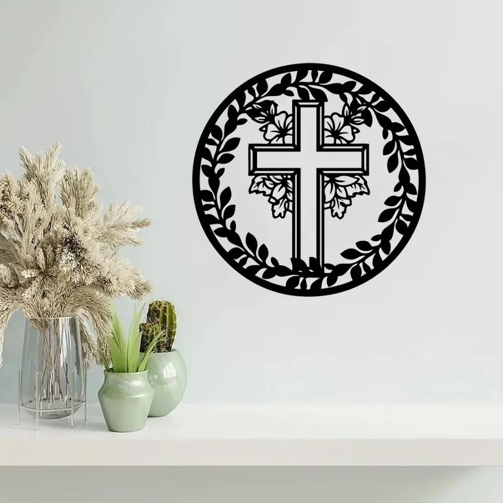 Charming Easter Cross Wreath Sign - Front Door Easter Decor. Delightful Outdoor Easter Wreath and Ornament Pendant