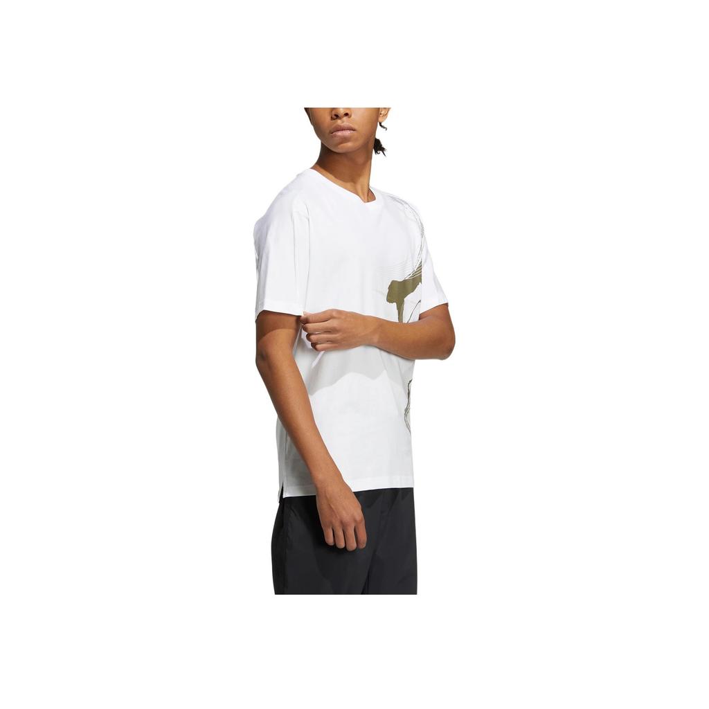 Adidas Graphic Story Casual Breathable Round Neck Sports T-Shirt Men Tops White HE5175