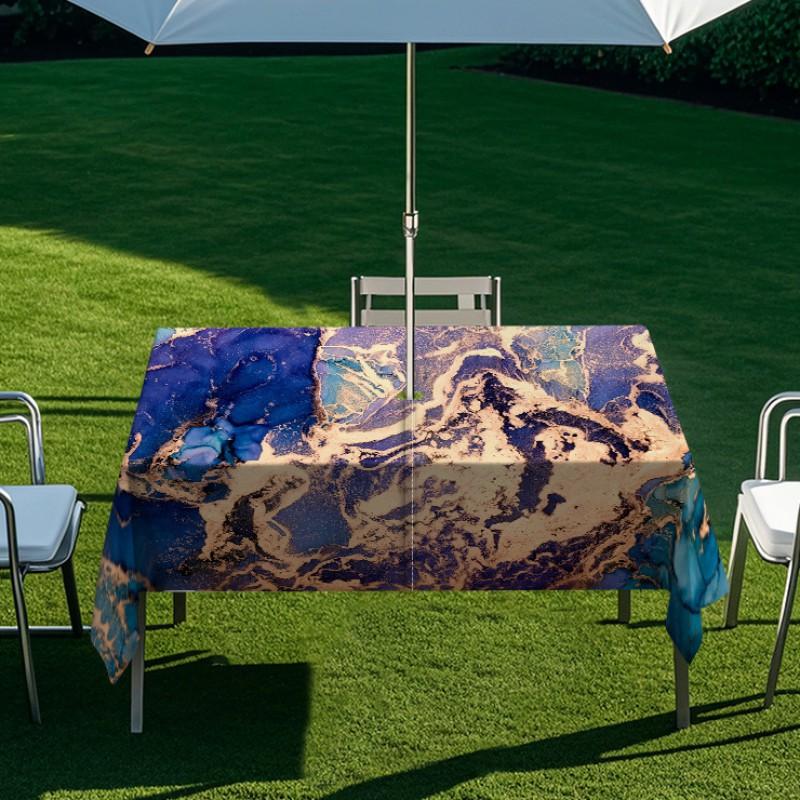 Outdoor Rectangular Table Cover With Starry Sky Sand Flow Waterproof Elastic Edge Patio Garden Dining