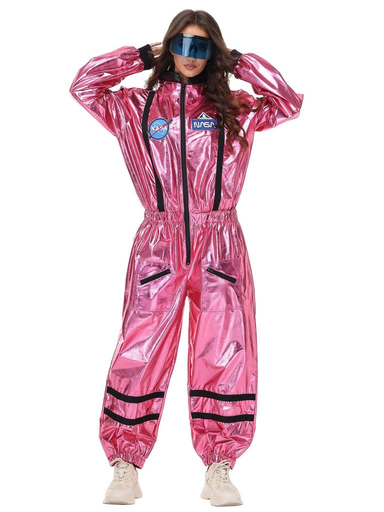 Trendiger Pink Glänzender Astronaut Halloween Jumpsuit - Must-Have Kostüm