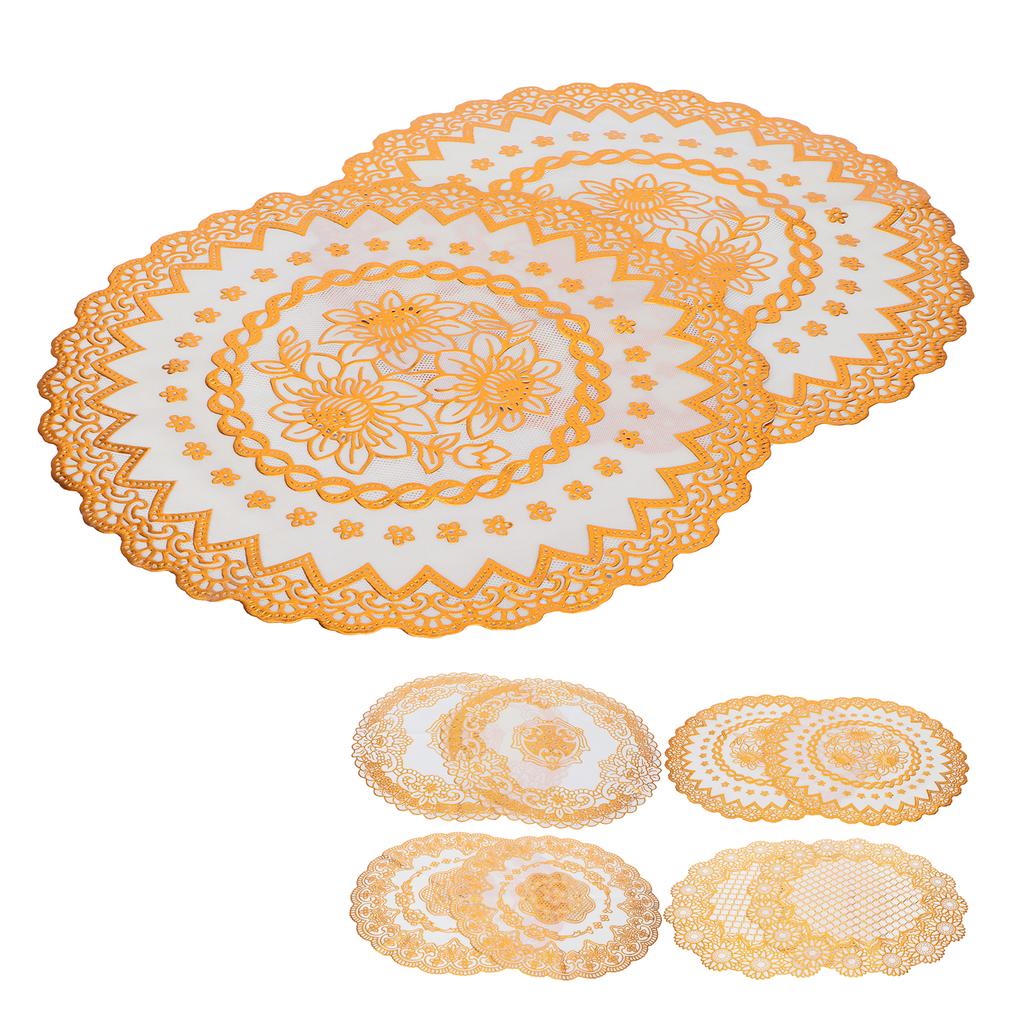 2PCS 38x38cm Table Mats PVC Gold Placemats Cup Mat Coaster for Wedding Party Supplies