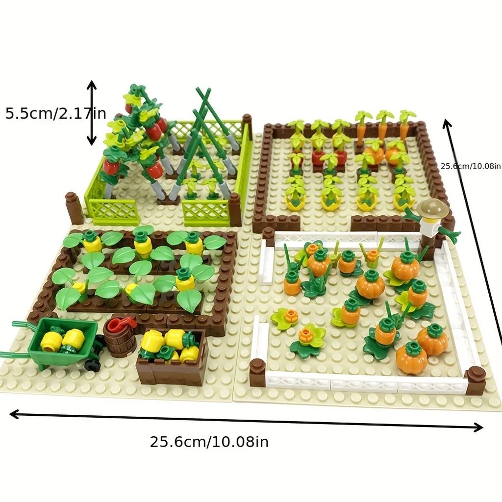 Giocattoli Puzzle Giocattoli da Costruzione MOC Fattoria e Ranch con Piante - Mucca, Maiale, Pecora, Pomodoro, Zucca, Set Fattoria e Ranch