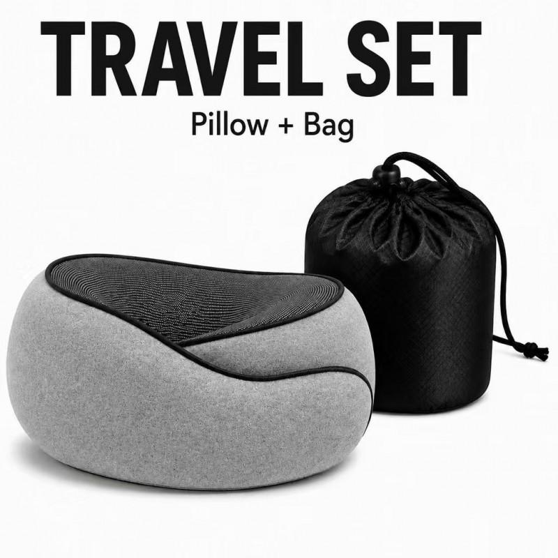 Memory Foam Travel Neck Pillow U-Shaped Airplane Sleep Office Car Use Portable Foldable With Carry Pouch