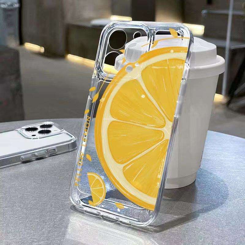 Summer Lemon Fresh Clear Phone Case for iPhone 17 16 15 14 13 12 11 Series Pro Max Plus Double Layer Protection