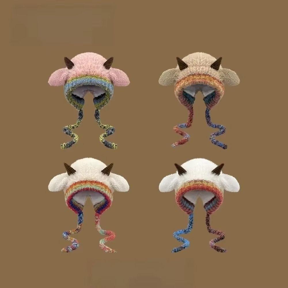Korean Style Ear Protection Hat Soft Plush Pullover Hats Versatile Plush Earmuffs Cap  Women