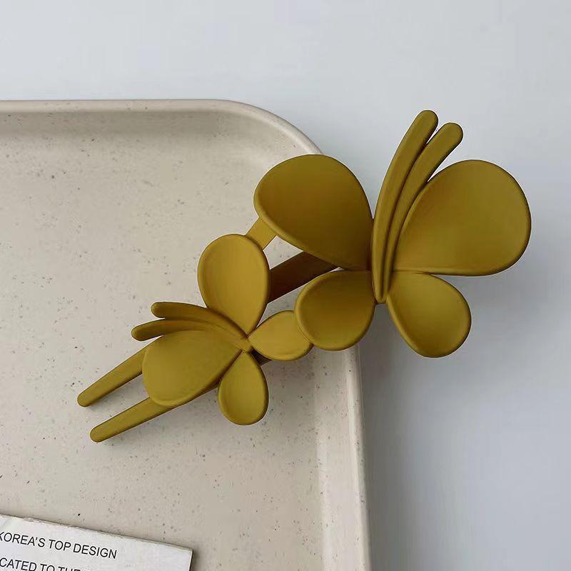 Large Double Butterfly Hair Clips Women Temperament Elegant Back Head Ponytail Clip Hairpin Frosted Duckbill Clip