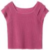 Sancai 2026 Summer U-Neck Flutter Sleeve Knit Top
