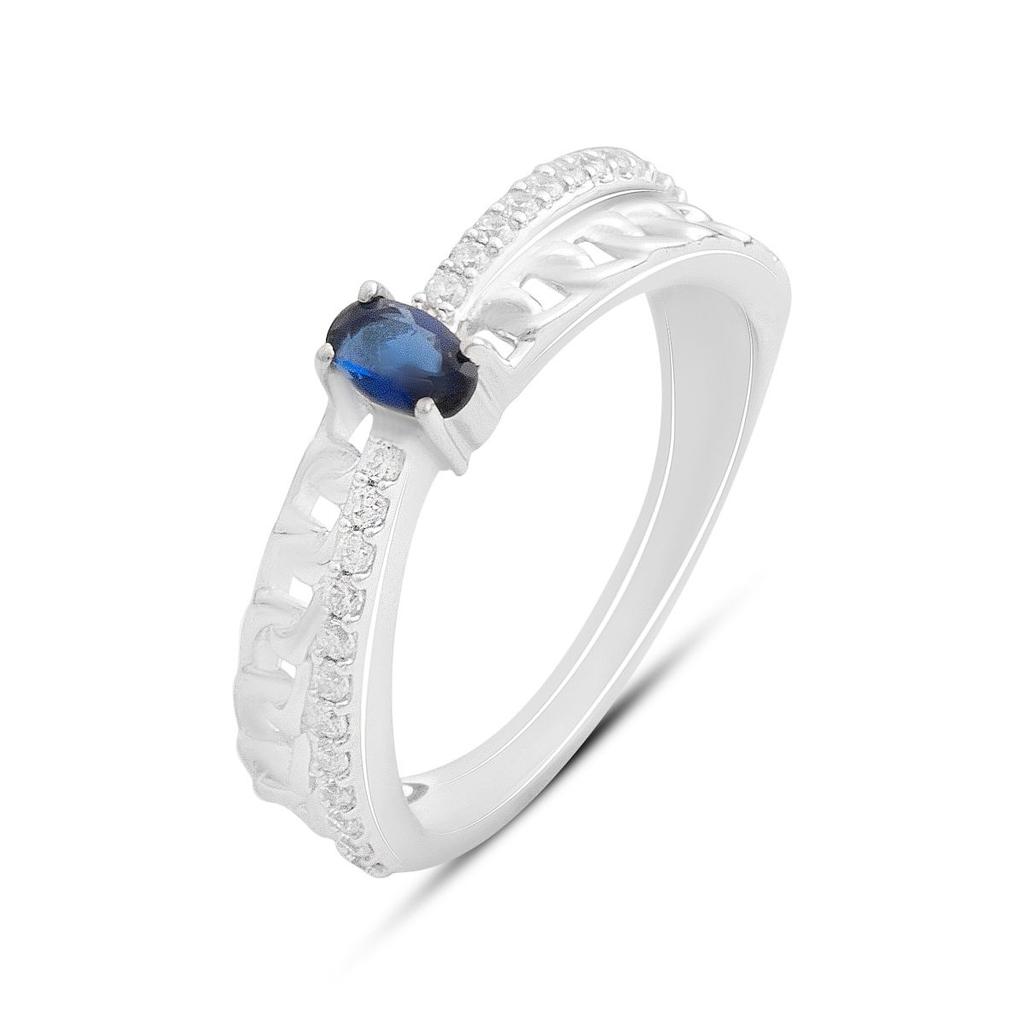 Silver Ring with Nano Sapphire 0.518ct, Item Weight 2.77 Gr (2189015)