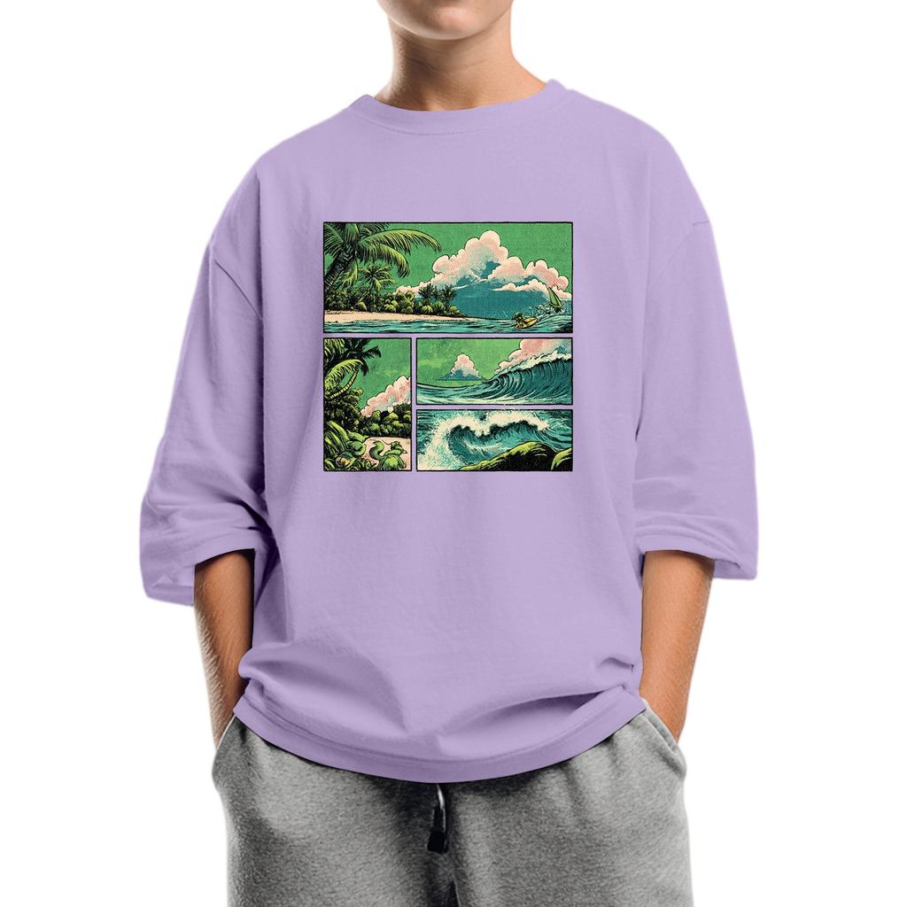 Children's Fashion Printed Round Neck Seven Sleeve Top Casual T-Shirt