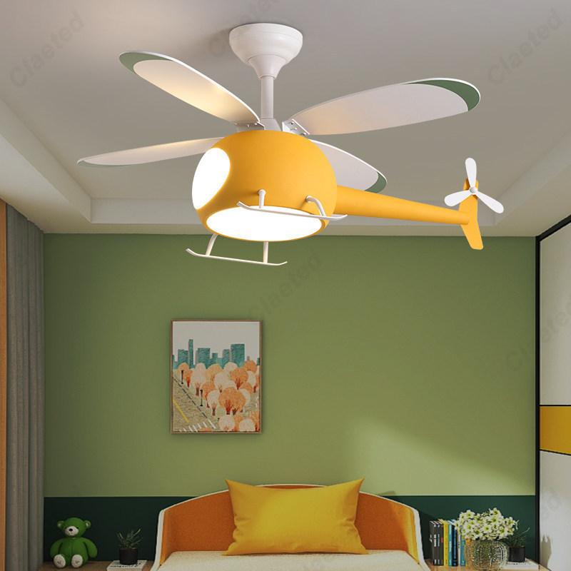 Creative and Simple New LED Helicopter Airplane Fan Chandelier Children's Bedroom Ceiling Fan Lamp