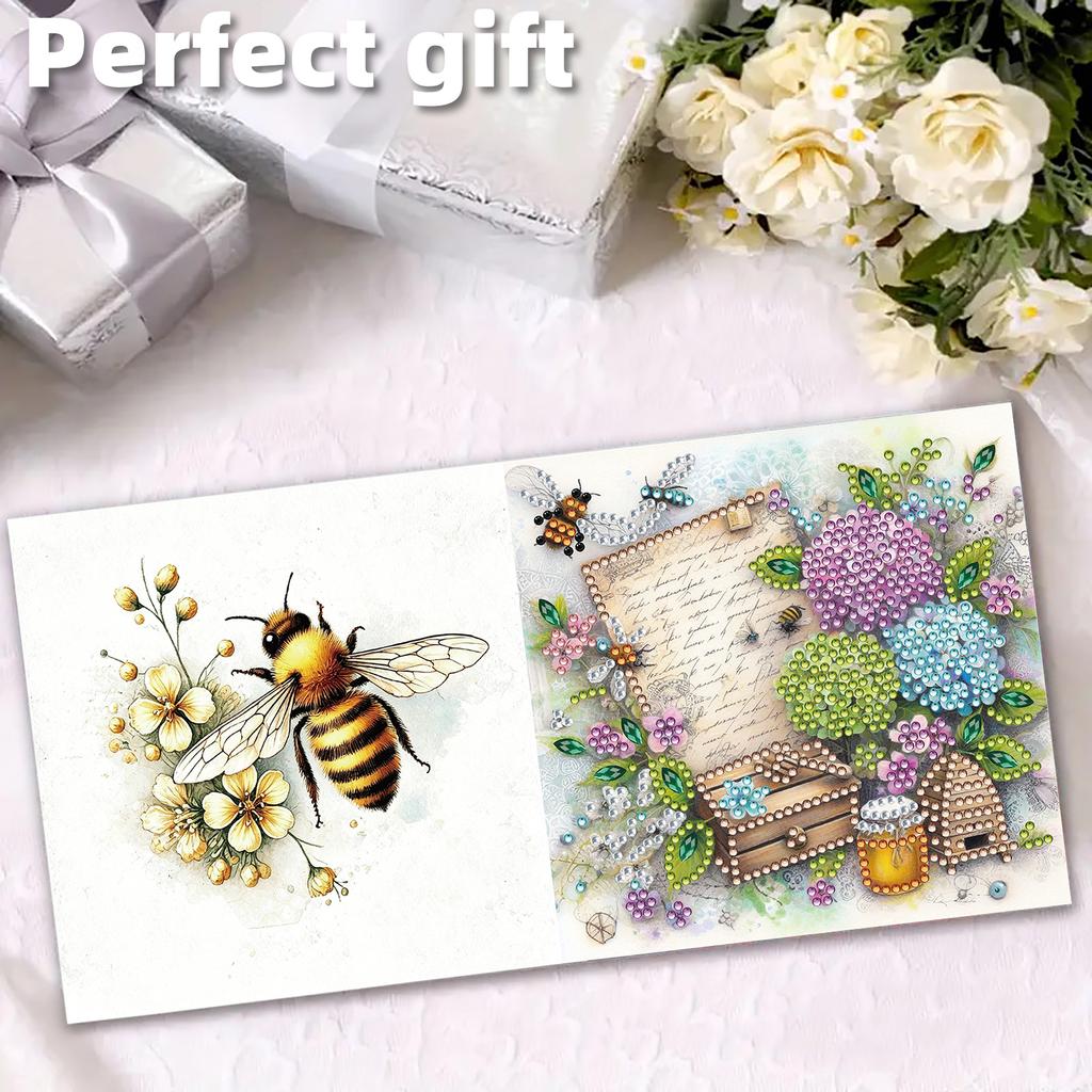 6Pcs DIY Crystal Painting Art Greeting Cards with Envelopes Diamond Art Handmade Cards for Beginner Adult Holiday Gifts