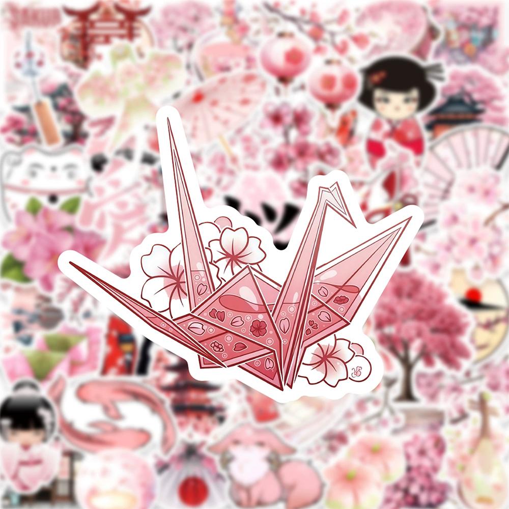 10/30/50 Stück Cartoon Rosa Japanische Kirschblüten Aufkleber Anime Kirschblüten Graffiti Decals Koffer Telefon Notizbuch Ästhetischer Aufkleber
