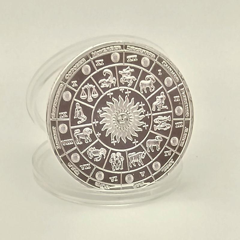 1 Piece Twelve Zodiac Signs Lucky Souvenir Coin Goddess Guardian Art Gift for Astrology Lovers Collection