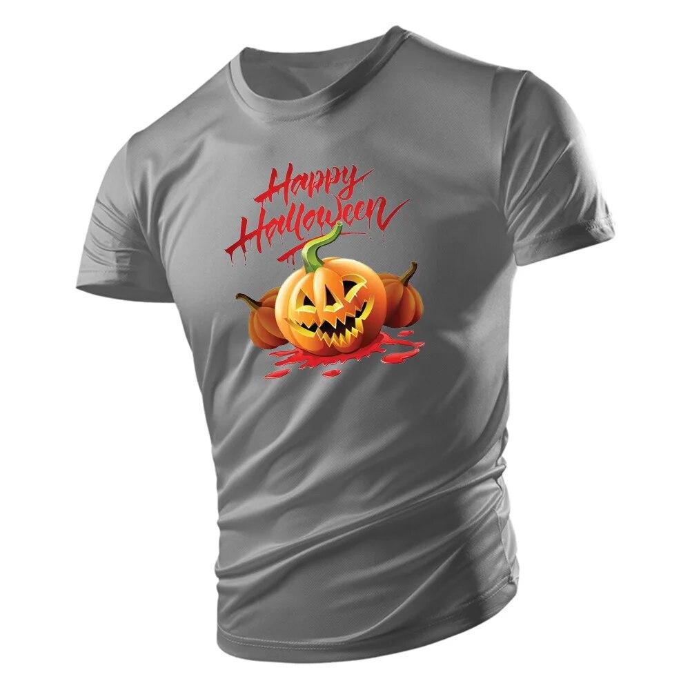 Four Seasons New Fashion Casual 2d Halloween Jack-O '-Lantern Print Bărbați Lejer, confortabil, Tricou cu mânecă scurtă Top cu uscare rapidă