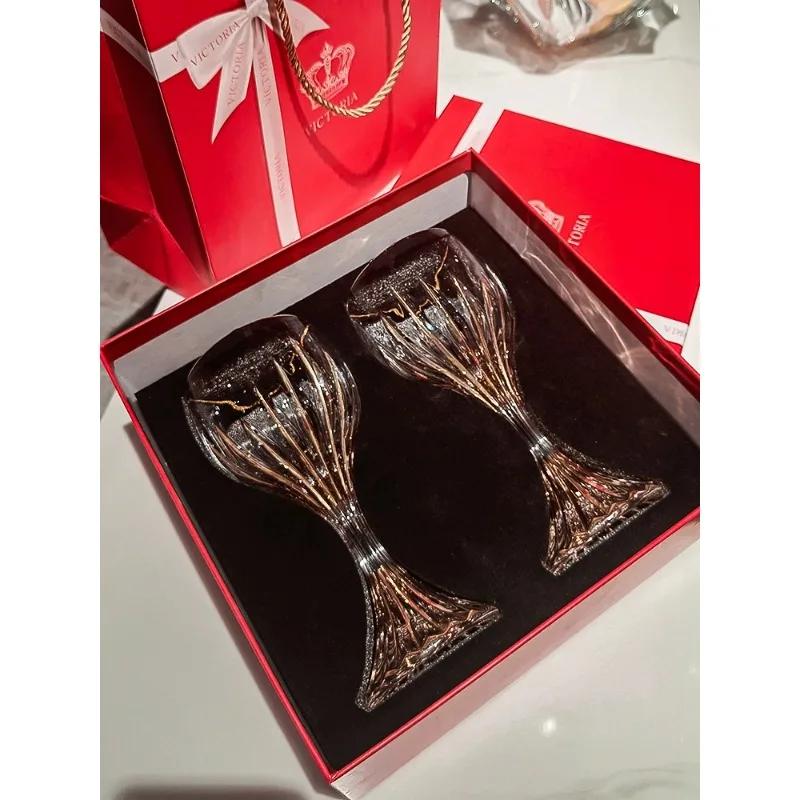 Handbemalte hochwertige Rotweingläser Luxuskelche Heim hochwertiges Kristallglas kreative Weingläser.