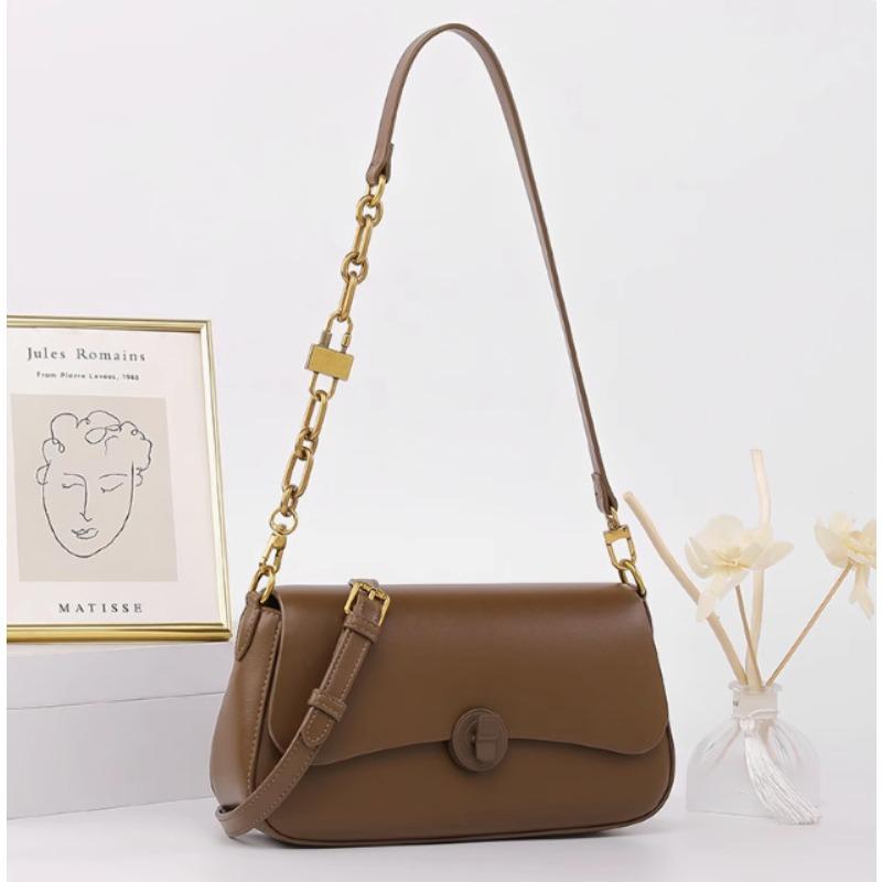 Leather Bag New Spring and Summer Retro Bag Women's Underarm Bag High-end Niche Design Shoulder Messenger Bag