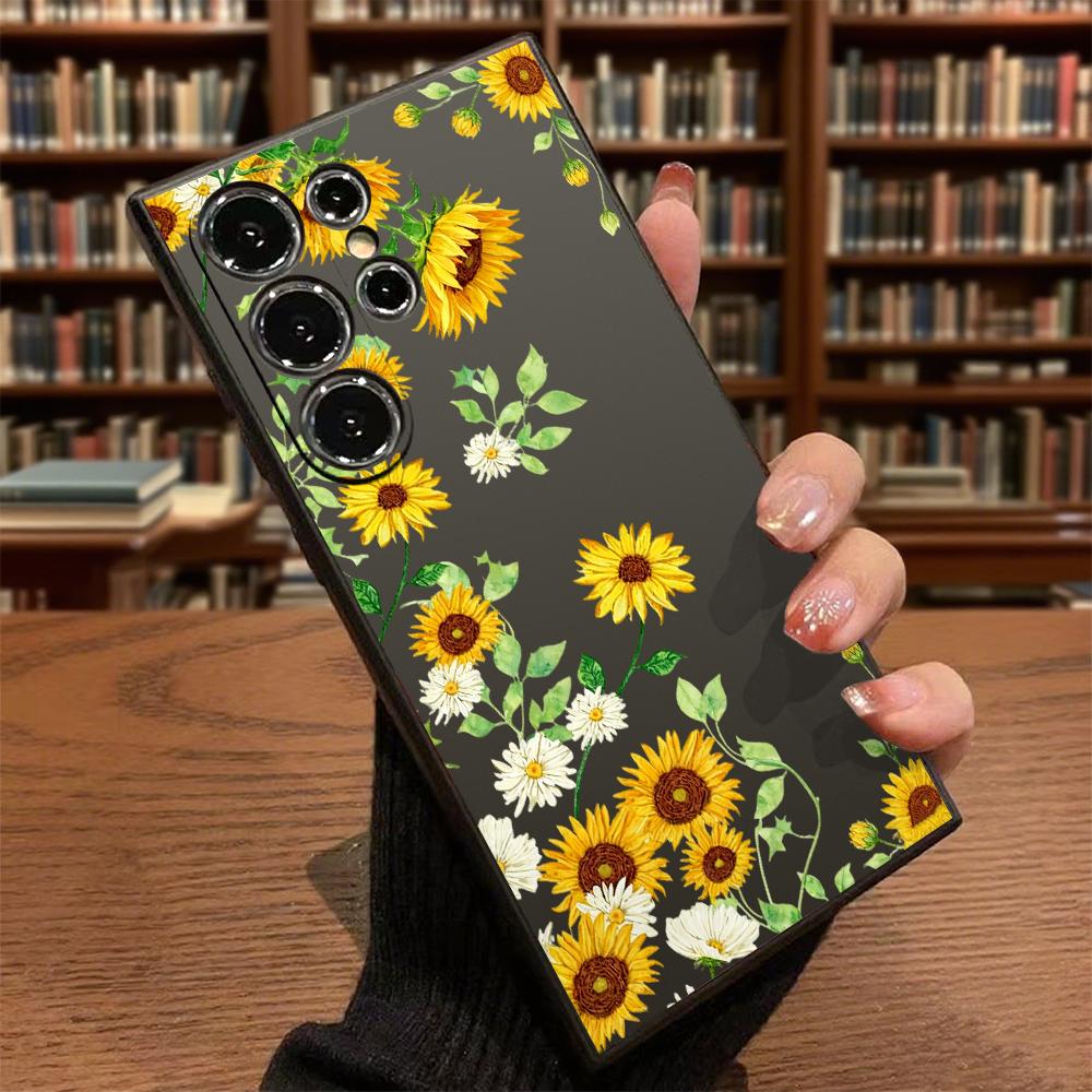 Watercolor Sunflower Pattern Slim Fit Phone Case Anti Scratch Drop Protection For Samsung Galaxy S26 S25 S24 Ultra FE A Series