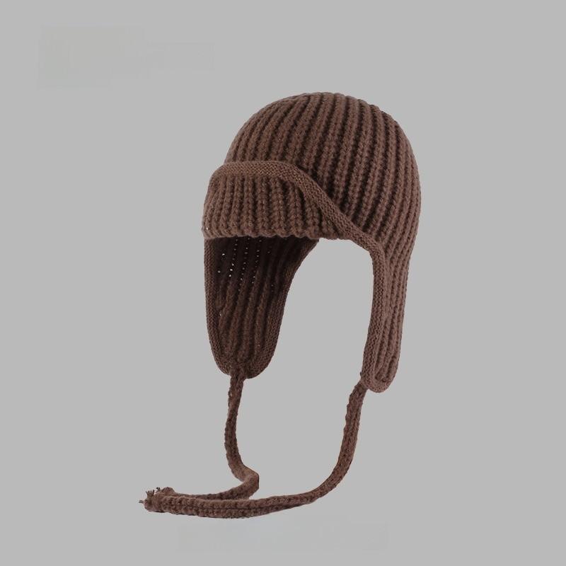 Knitted Winter Beanie Hat For Women With Earmuffs And Tie Closure Perfect For Cold Weather