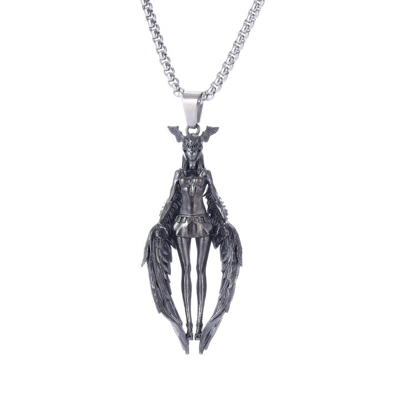 Fashionable Angel Wings Goddess Pendant Necklace for Men and Women Trendy Cool Jewelry
