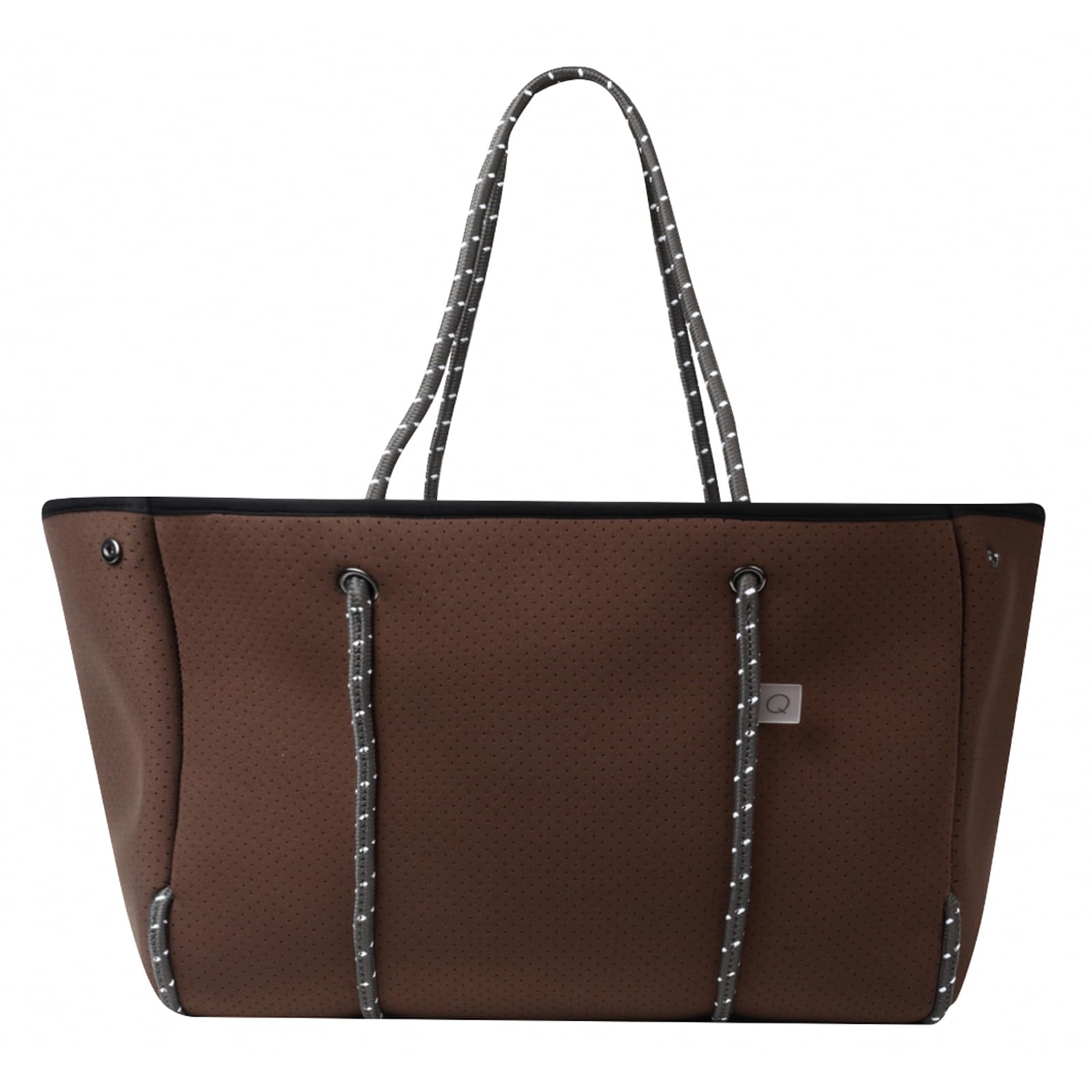 

[qbag paris] Neoprene L size zipped tote bag mothers bag large capacity lightweight washable a4 zipper (dark brown) темно-коричневого кольору